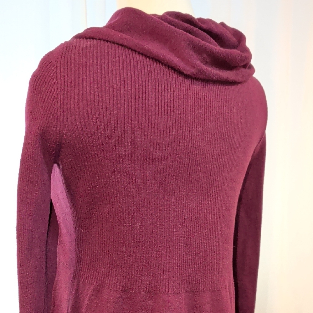 Cashmere Blend Purple Ruffle Front Sweater - Picture 4 of 8
